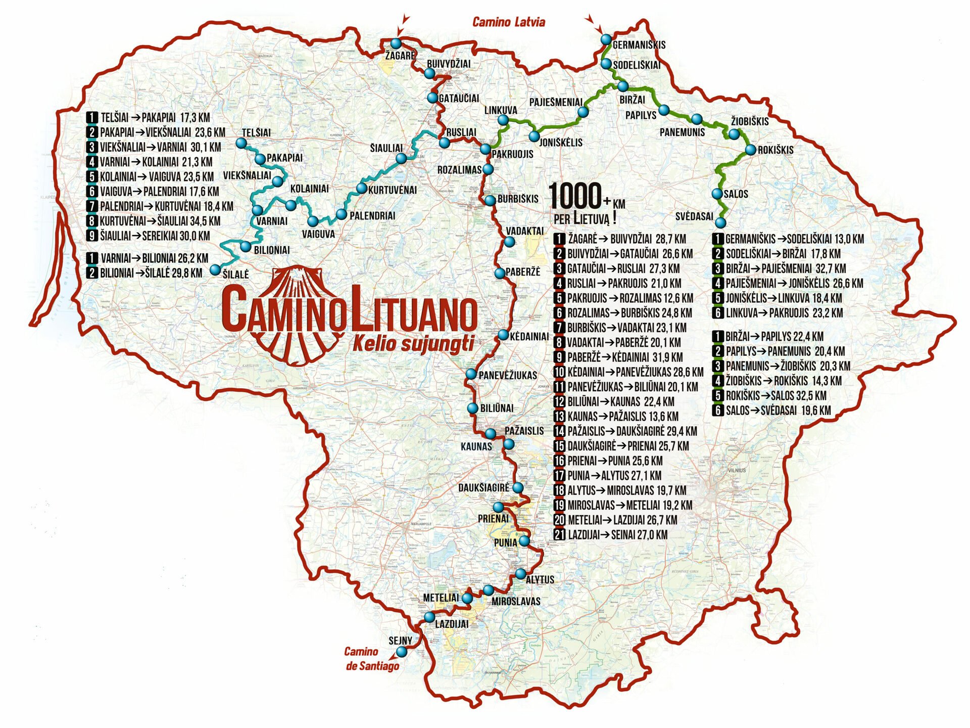 Camino Lituano žemėlapis